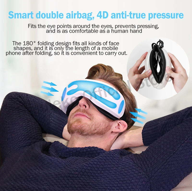 Массажер для глаз 4D с поддержкой Bluetooth акупунктуры массажа вибрации горячего