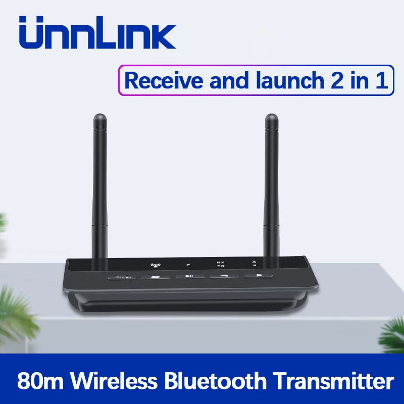 

Unnlink 2 In 1 Wireless Bluetooth 5.0 Receiver and Launcher Audio Bluetooth Dongle Adapter for PC Laptop Phone Amplifier TV