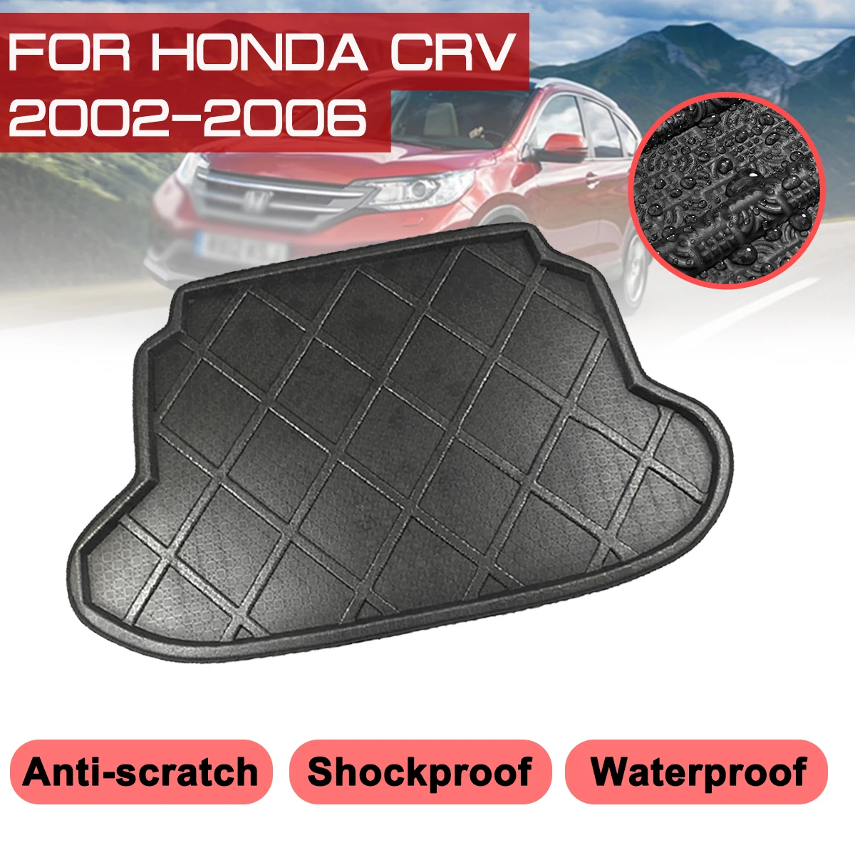 

Car Rear Trunk Boot Mat For Honda CRV 2002 2003 2004 2005 2006 Waterproof Floor Mats Carpet Anti Mud Tray Cargo Liner