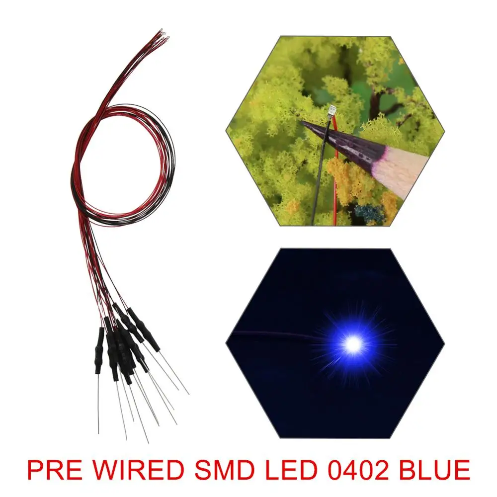 20pcs Pre-wired SMD 0402 LED Light Model Train Pre-soldered Micro litz wired LED White Warm Red Blue Green Orange Yellow