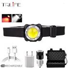 Светодиодный налобный фонарь с COB матрицей, водонепроницаемый Головной фонарь со встроенным аккумулятором и зарядкой через USB, белый и красный цвета, освещение для кемпинга