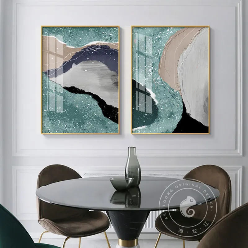 Abstract Poster Wall Pictures for Living Room Color Construction Fantastic Twinkle Blue River Art Canvas Paintings Unframed | Дом и сад