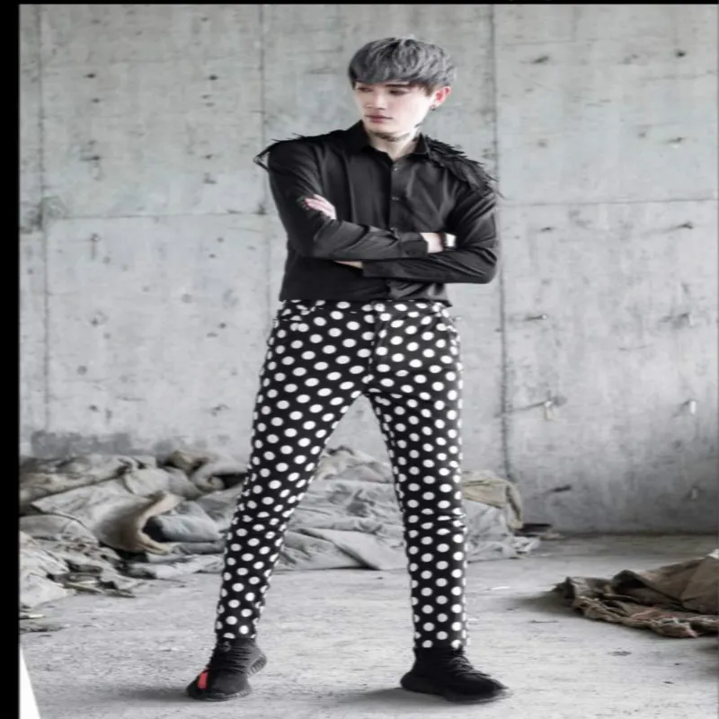 Брюки для ночного клуба певицы штаны выступлений мужские облегающие брюки