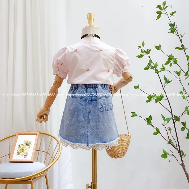 Детская юбка Новинка лета 2020 года однобортная рубашка с короткими рукавами для