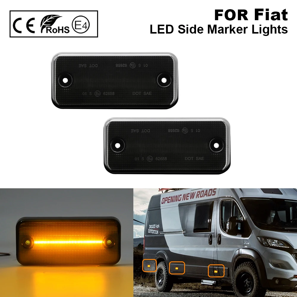 

For Fiat Ducato Citroen Relay Peugeot Boxer Renault VOLVO MAN F Iveco DAF JEEP Cherokee II LED side marker lamp Smoke Amber 2X