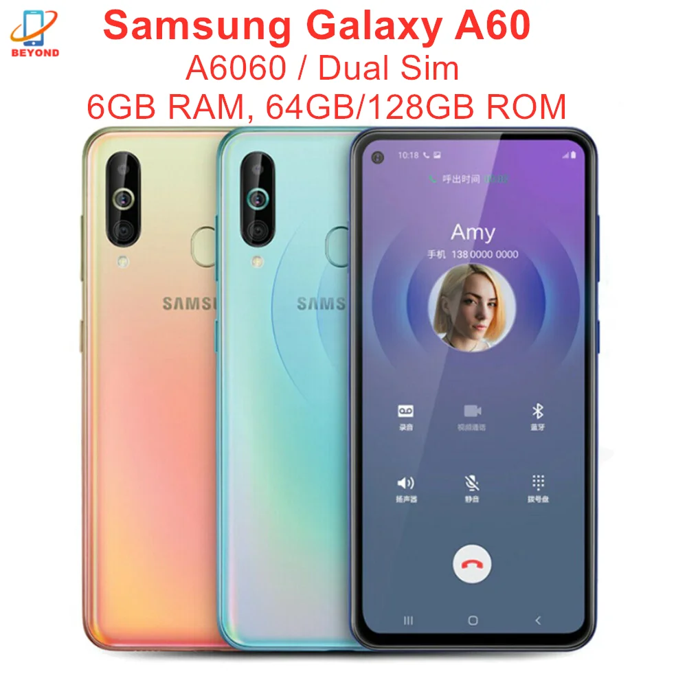 

Samsung Galaxy A60 A6060 Dual Sim 6GB RAM 64/128GB ROM Octa Core 6.3" Mobile Phone 4 Camera Snapdragon 675 NFC