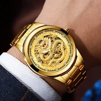 golden mens business man watch 2021 luxury gift to husband calendar quartz watch stainless steel strap reloj hombre