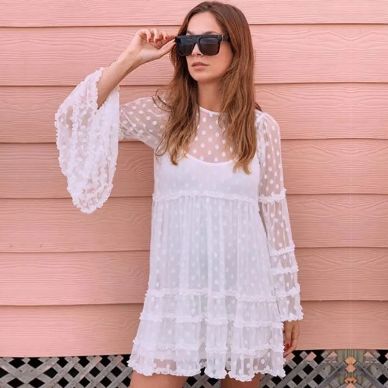 Женский купальник туника Пляжное Платье Солнцезащитный кафтан накидка женские