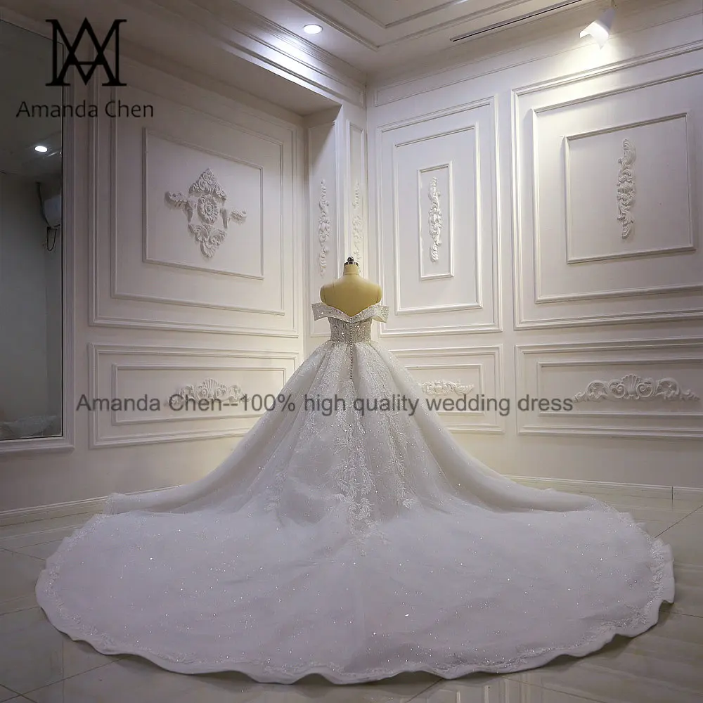 2020 свадебное платье с открытыми плечами кружевной аппликацией и