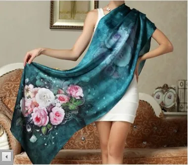 100% шелковый шарф длинный женский шаль из высококачественного шелка