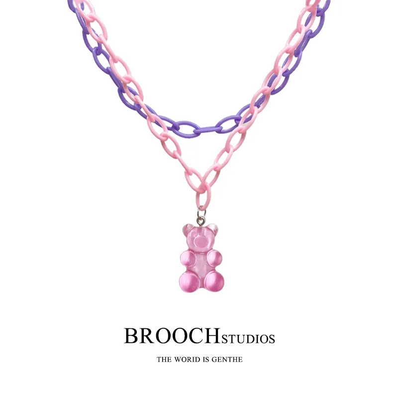 Женская двухслойная цепочка Y2K милый комплект ручной работы с подвеской