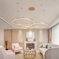 modern aluminum 3 rings 4 rings ceiling chandelier acrylic aluminum body indoor lighting for living room bedroom foyer