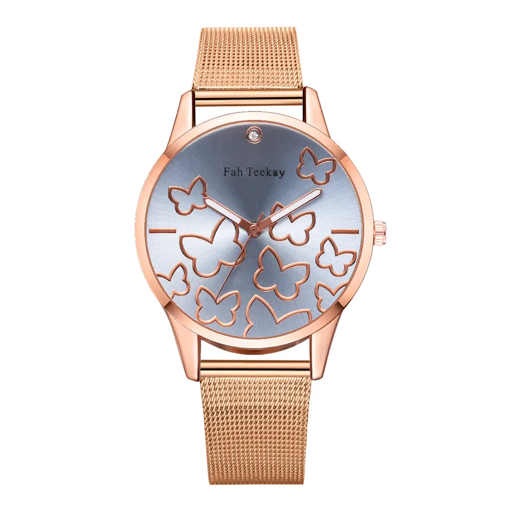 Мода бабочка Летающий танец Циферблат без шкал Женский сетчатый с Кварцевые часы