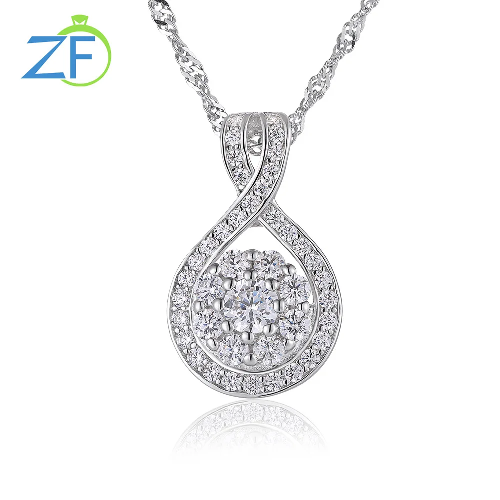 

GZ ZONGFA New Product 4A CZ gemstone Custom Necklace Fine Classic 925 Sterling Silver Necklace For Women