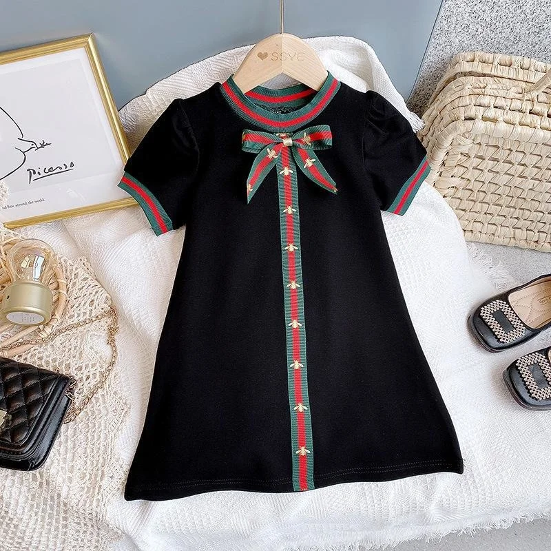 

2021 summer Children clothes for child oversized clothing Girl's Bow Summer Skirt Baby Children's Clothes Cotton Princess Dress