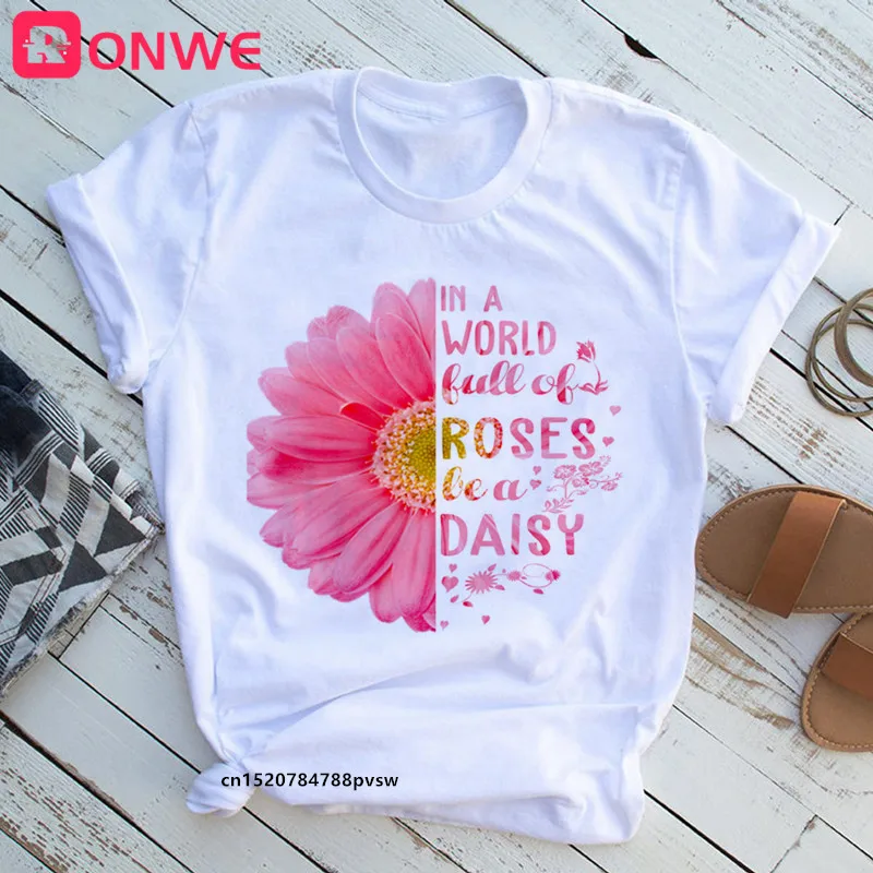 Женская футболка с надписью Be a Daisy забавная женская в стиле Харадзюку 90 х Прямая