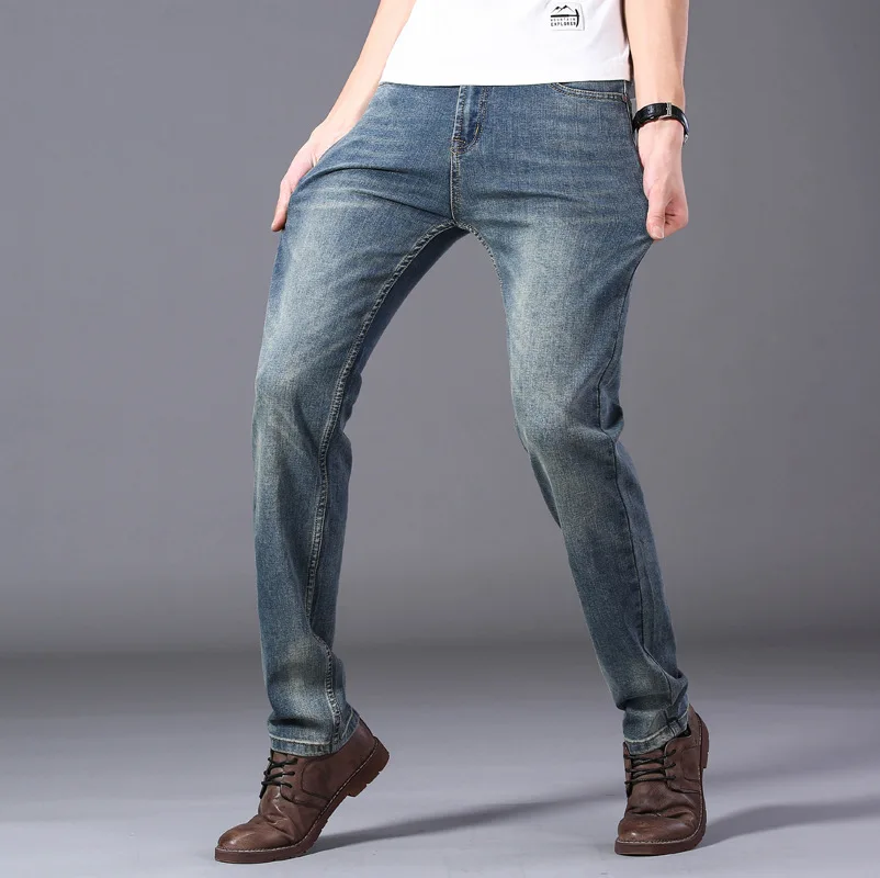 

Jeans Men's Elastic Slim Business Loose Casual Youth Long Pants