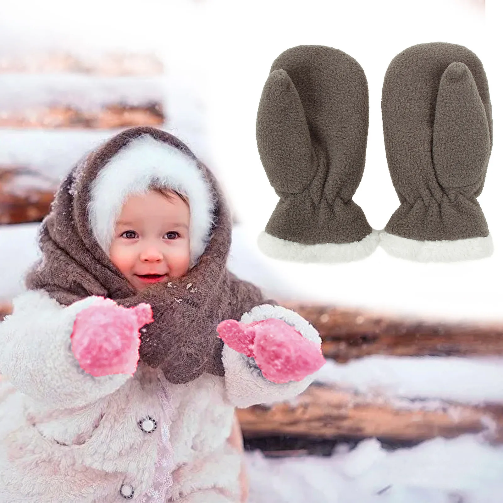 

1-4Years Baby Mittens Snow Velvet Girls Boys Mittens Sports Outdoor Winter Snow Ski Kids Gloves Fleece Warm Thick Infant Gloves