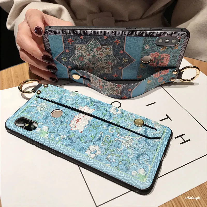Ремешок на запястье чехол для телефона Xiaomi 8 9 5X 6X CC9 A3 Lite Redmi Note Pro 4X5 5A 6 7 K20 цветок