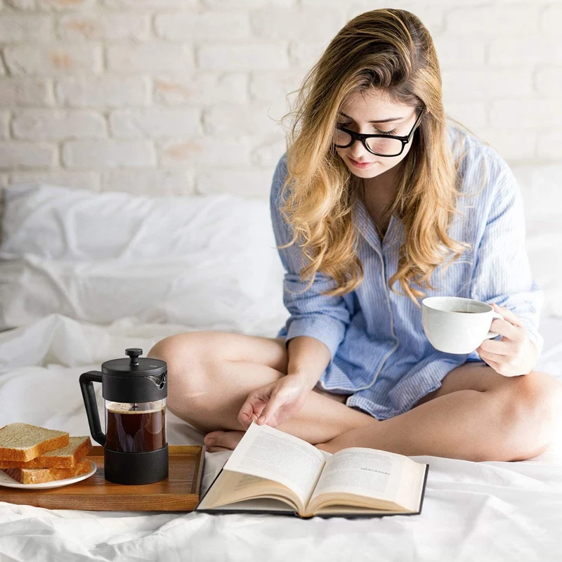 

French Press Coffee & Tea Maker 12Oz, Thickened Borosilicate Gl Coffee Press Rust-Free and Dishwasher Safe,Black