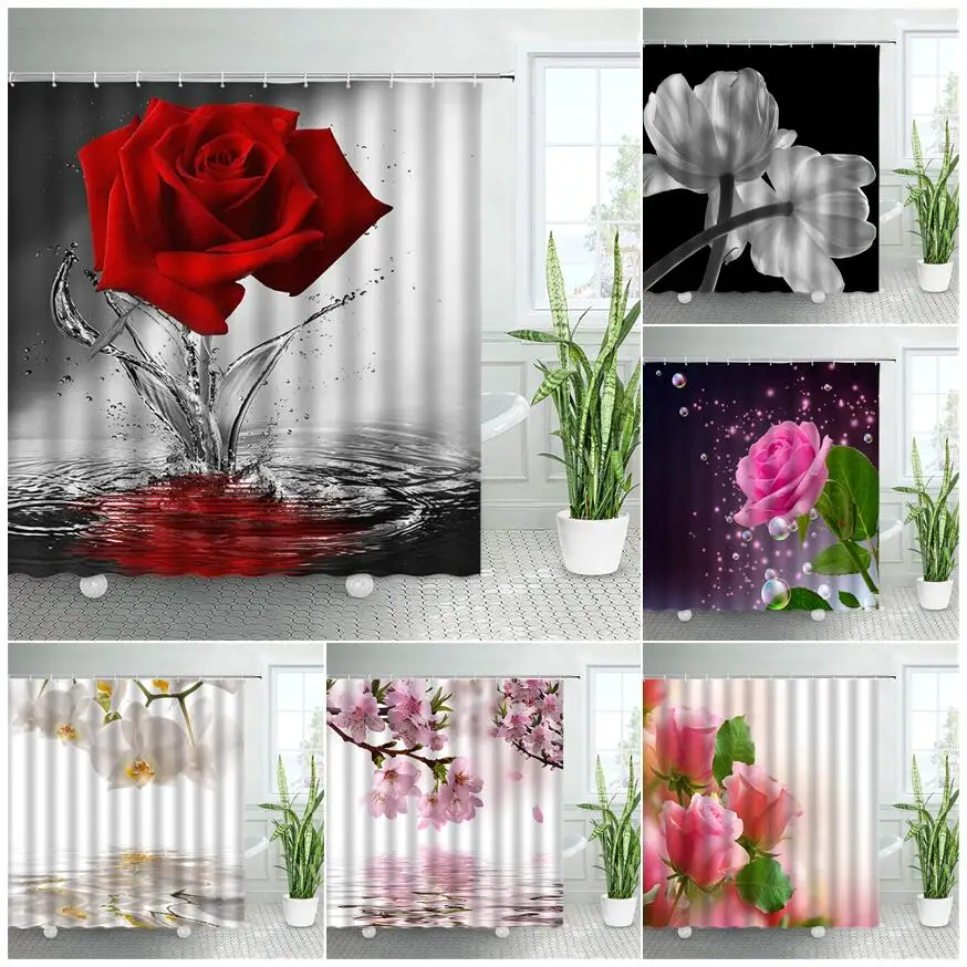 

Красно-розовые розы, деревенские цветы, Фотофон, белая Орхидея, натуральные цветы, скандинавский Декор для дома, шикарные шторы для ванной к...