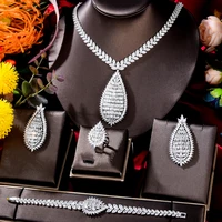 kellybola 2021 trendy fashion exquisite luxury waterdrop jewelry sets women wedding geometric zirconia bridal jewelry 4pcs