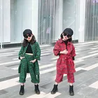 Комплекты одежды в клетку для девочек-подростков 2022, Весенняя детская модная рубашка с длинным рукавом, повседневные брюки, костюм из двух предметов, детская одежда 14 лет