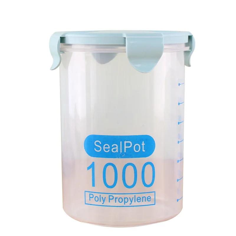 Прозрачная пластиковая пищевая герметичная пять зерновых банок с крышкой