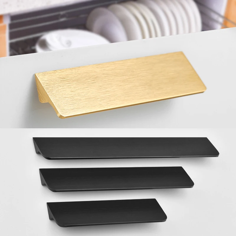 Новинка скрытые ручки для шкафов черного и золотого цвета кухонный шкаф из