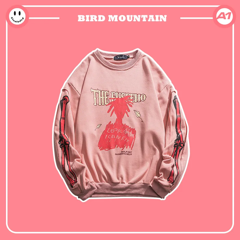 

Streetwear Couple Creative Bone Print Long Sleeve Sweatshirt For Men Women Harajuku Pullover Funko Pop Hip Hop Casual Coat