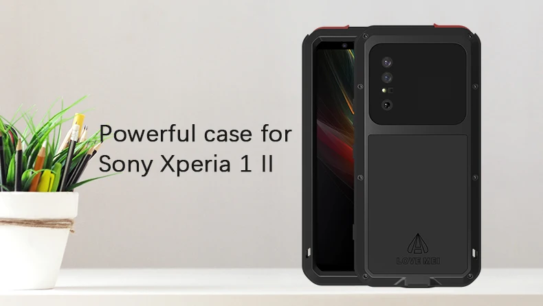 

LOVE MEI For Sony Xperia10 II Case Shock Dirt Proof Water Resistant Metal Armor Cover Phone Case For Xperia1 II Gorilla Glass
