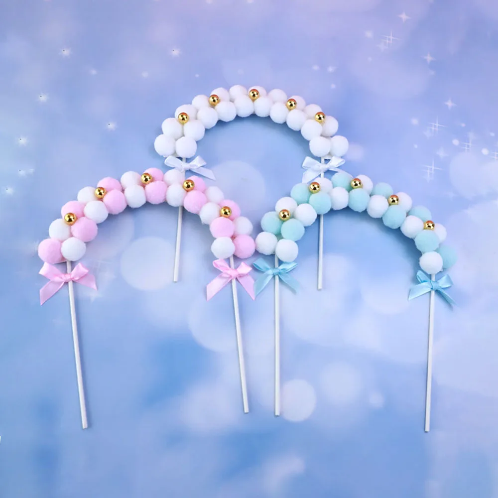 1 шт. розовый синий мягкий помпон облако торт Топпер Happy День Рождения Форма для