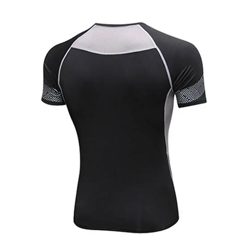 

Mens Compression Base Layer Stretch T-Shirt Sports Gym Fitness Striped Tops