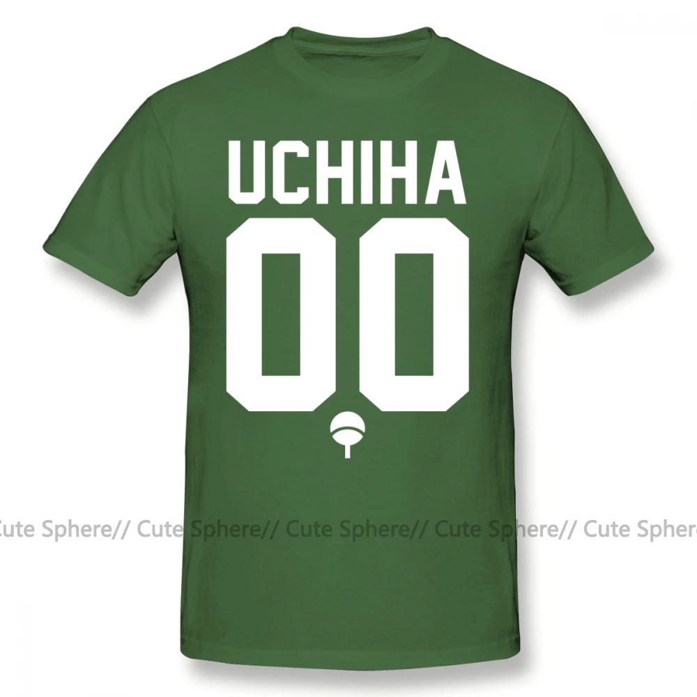 Футболка Uchiha из джерси белого цвета, футболка с коротким рукавом и графическим рисунком, 100 хлопок, 5x пляжная Милая Мужская футболка - Цвет: Army Green