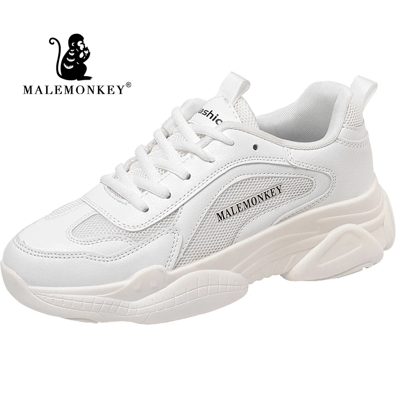 Женские кроссовки на шнуровке белые дышащие из спилка плоской подошве