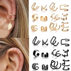 Модные новые запонки для ушей с золотыми листьями, зажимы для ушей без пирсинга, искусственная Бриллиантовая бижутерия для женщин и мужчин, серьги для женщин