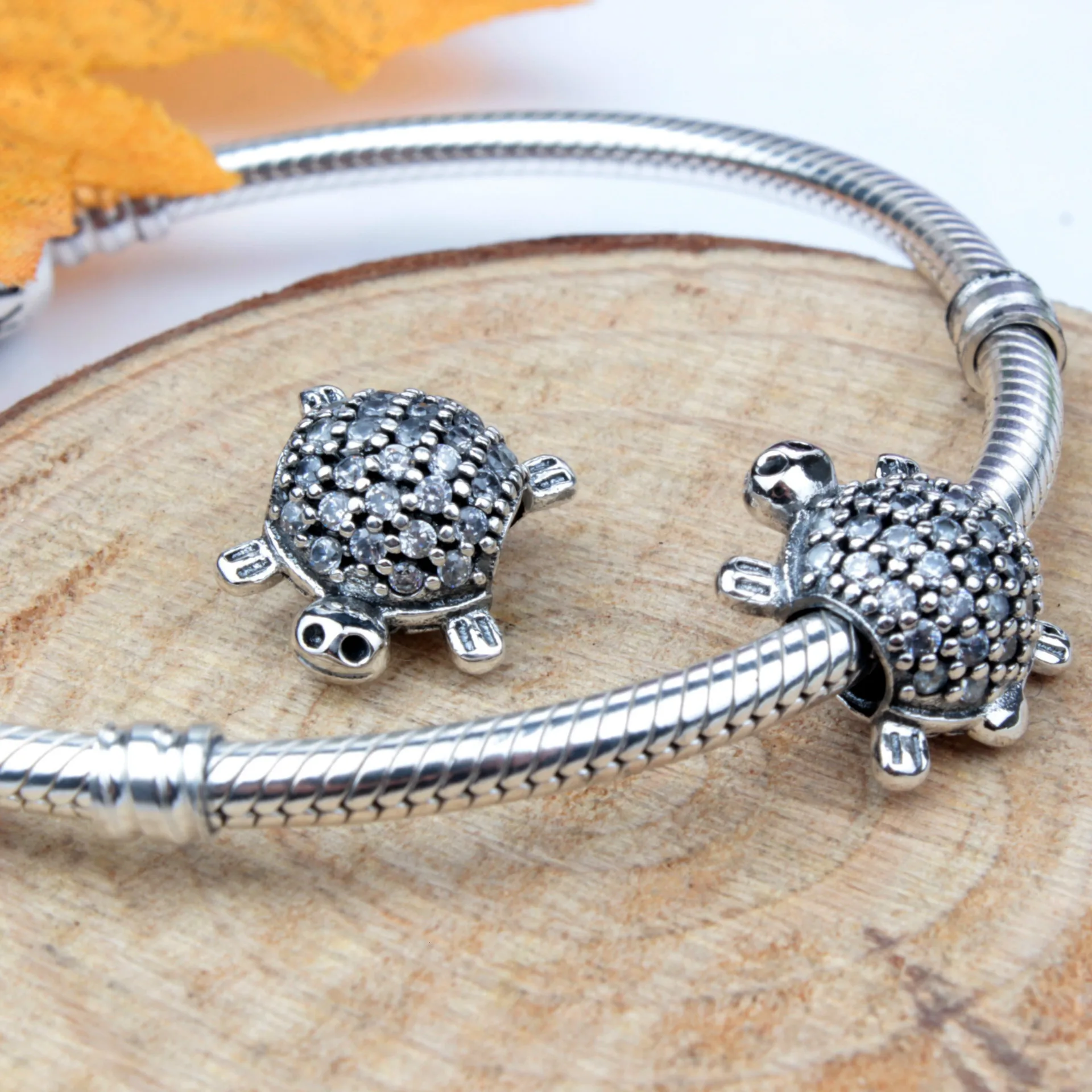 Ozoole подлинный 925 пробы Серебряный морской черепахи CZ Шарм бисера fit Pandora Браслеты
