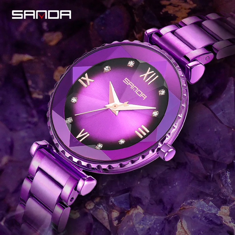 Luxury Crystal Watches Women's New Fashion Trend Roman Numeral Quartz Watch Steel Strap Personality Ladies Clock | Наручные часы