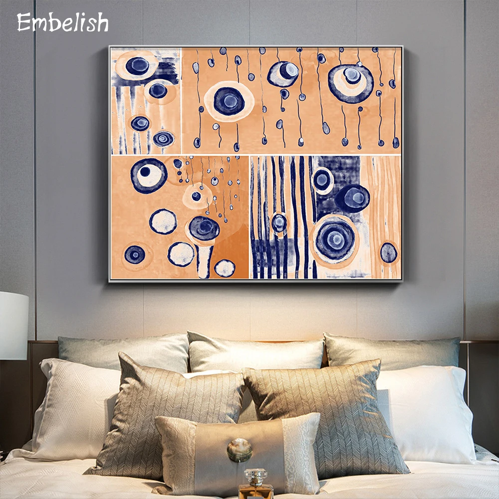 

1 Pieces Nordic Style Home Decor Posters Blue Dots Fashion Wall Art Pictures HD Print On Canvas Oil Paintings Bedroom Artworks