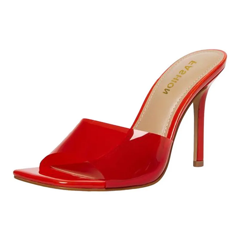 

2021 Summer Women Pumps Square Toe Ladies Heel Mules Sexy Thin High Heels Sandals Slippers Female Fashion Woman Shoes Party Girl