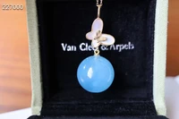 genuine natural blue aquamarine women men pendant 18mm brazil round sphere ball jewelry necklace aaaaa