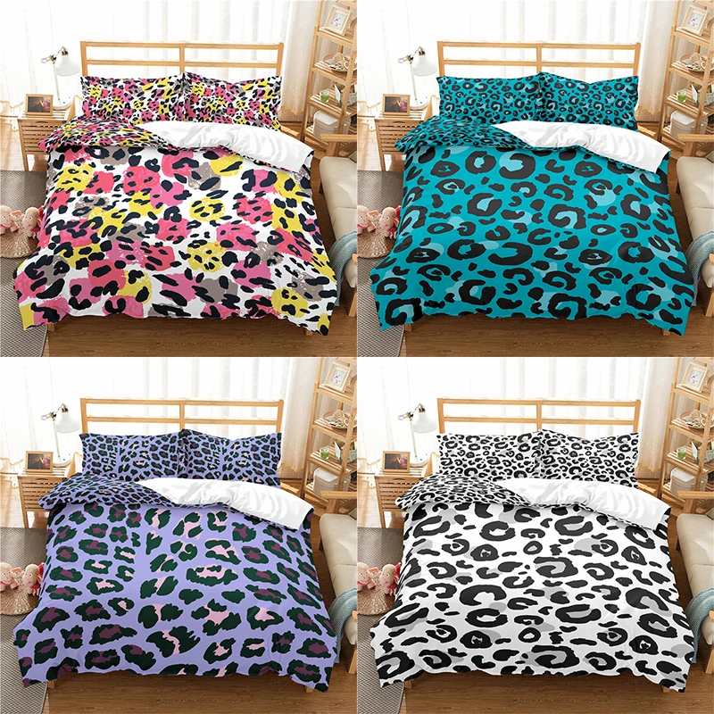

Home Textile Luxury 3D Leopard Print 2/3Pcs Comfortable Duvet Cover Pillowcase Bedding Sets Queen and King EU/US/AU Size