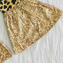 

Toddler girls outfits horse print black tunic top yellow leopard bell-bottom long pants spring summer kids wear