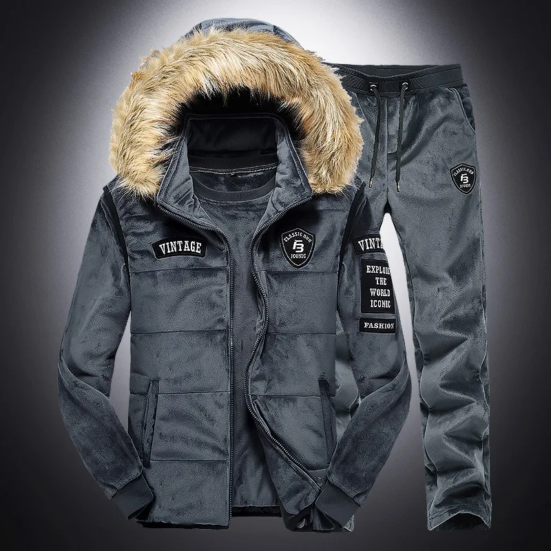 Мужские костюмы из трех предметов толстая толстовка с капюшоном жилет мужская