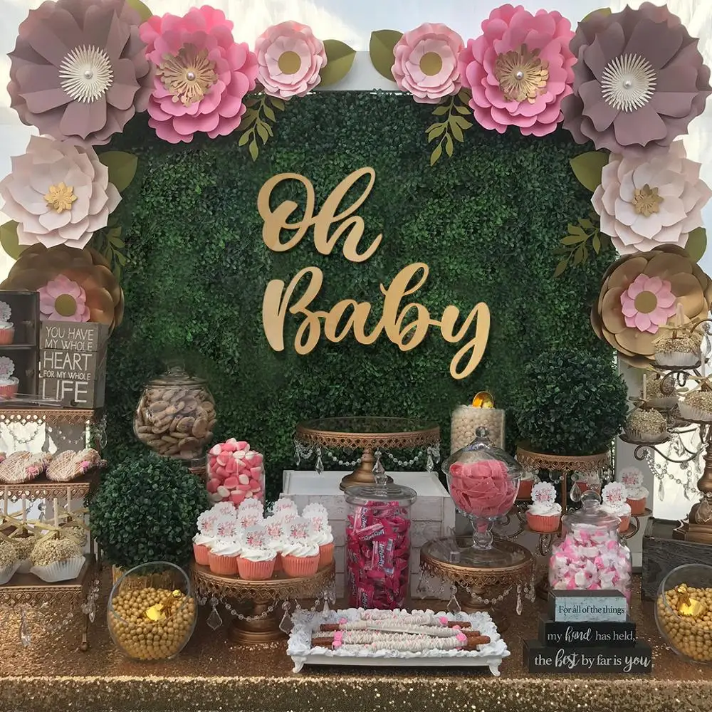 Fengrise с надписью Oh Baby деревянная Наклейка на стену детского дня рождения
