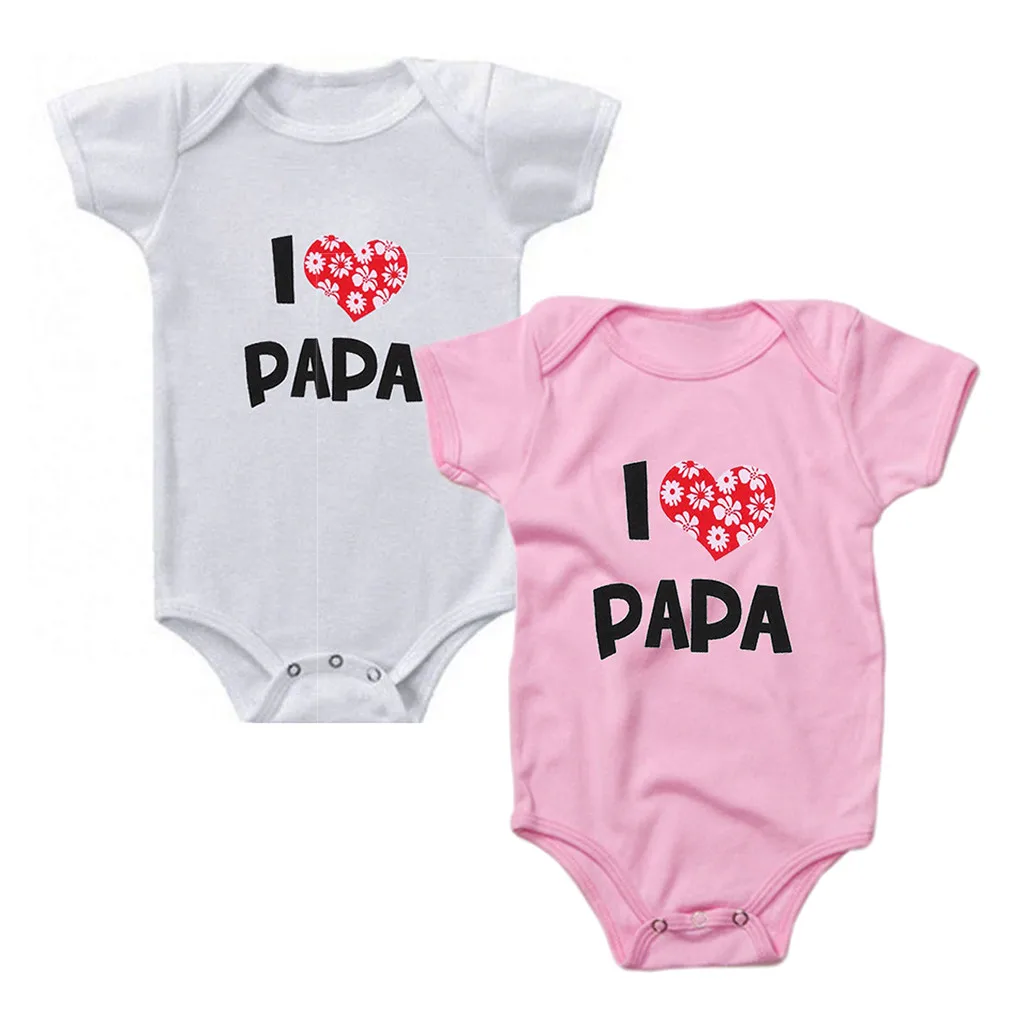 Одежда для новорожденных комбинезон с короткими рукавами и надписью I Love Papa Mama