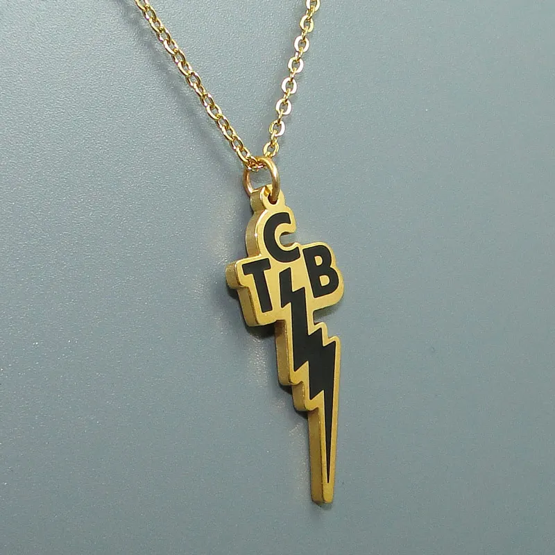 Памятное ожерелье DICARLUN из нержавеющей стали Elvis Presley подвеска TCB с молнией