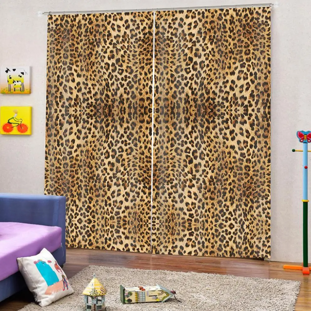 Простая занавес с леопардовым принтом для фотосъемки детская комната плотные