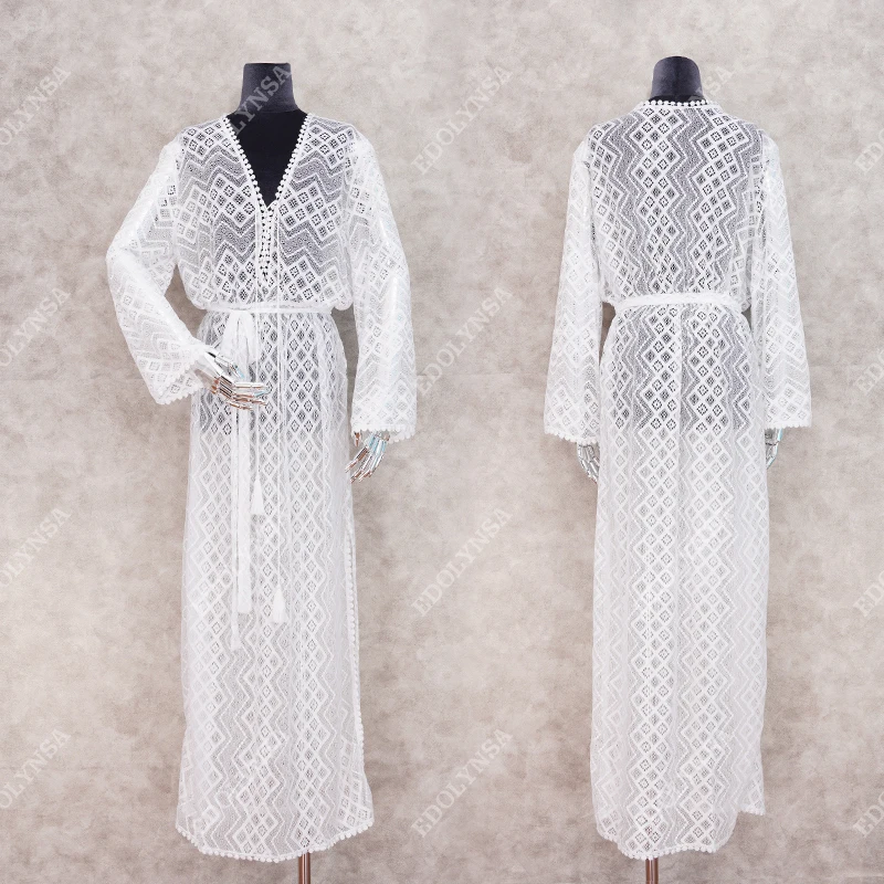 Long Lace Beach Cover up Robe de Plage Swimsuit Saida Praia longa Women Bathing suit cover Tunics for #Q965 | Женская одежда
