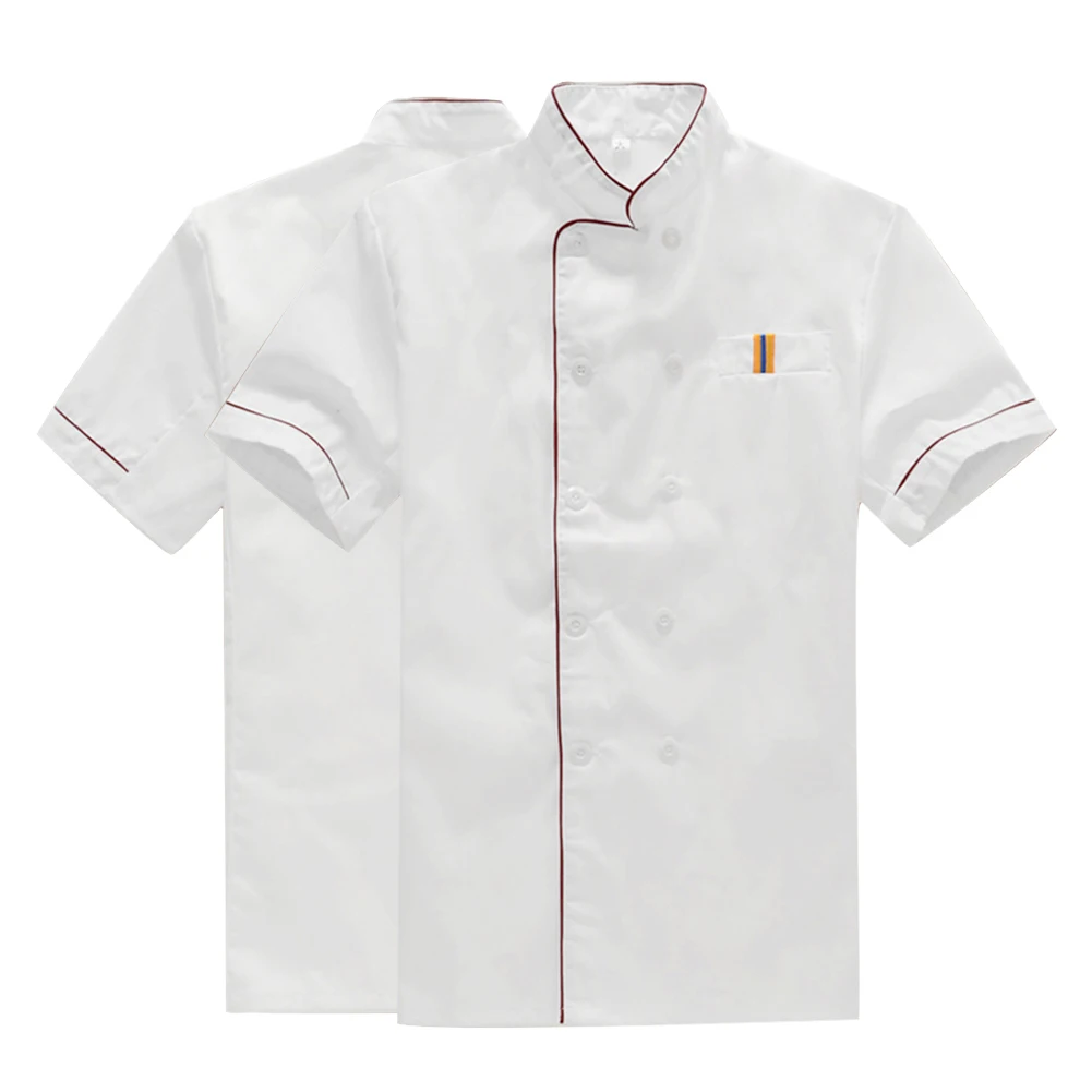 Мужская повседневная двубортная футболка с коротким рукавом для шеф повара и